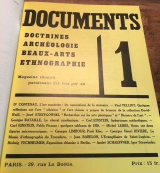 Documents Volume 1 1929 Anthology Hardcover JMP Paris 1991 7
