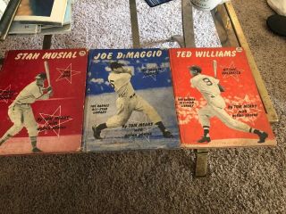 " Stan Musial,  Dimaggio,  Ted Williams By Tom Meany Barnes All - Star Library 3 Books
