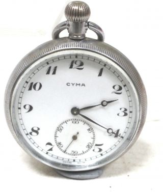 Vintage Cyma Stainless Steel Mechanical Pocket Watch Spares/repairs - Bc1