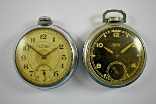 A 2 Vintage Dollar Pocket Watches St.  Regis Ingraham Westclox Pocket Ben