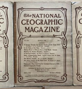 1908 National Geographic Magazines 5 Issues Jan March,  April,  May,  June 6