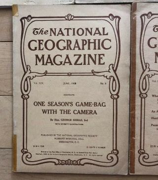 1908 National Geographic Magazines 5 Issues Jan March,  April,  May,  June 8