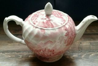 Vintage Red Transferware Teapot Wood&sons Westmorland 6 " Ellgreave England