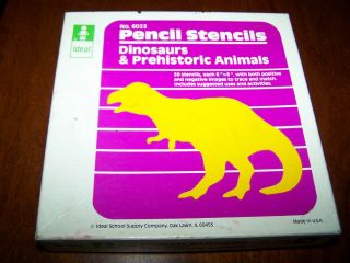 Vtg Pencil Stencils 6x6 " Ideal Teacher Dinosaurs Prehistoric Animals 20 Pc Trace