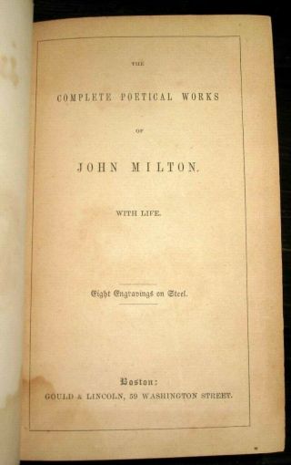 c1860 JOHN MILTON Paradise Lost VICTORIAN Fine Binding DECORATIVE BOOK Poetry 7