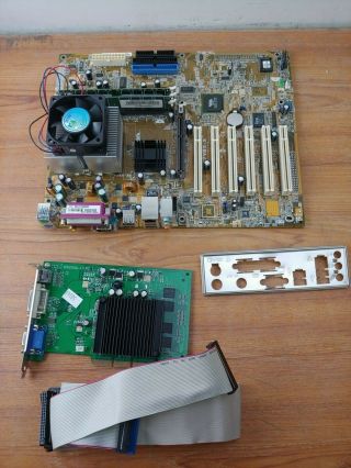 Vintage Asus A7vbx - X With Amd Athlon 2800,  And Geforce 6200 256mb And 1gb Ram