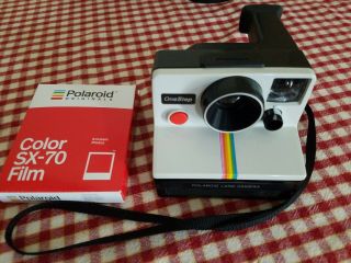 Vintage Polaroid Sx - 70 One Step White Rainbow Stripe Instant Land Camera W/film