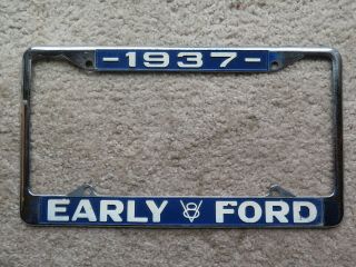 Vintage 1937 Early V8 Ford License Plate Metal Frame