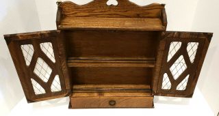 Vintage Rustic Wooden Wood Spice Rack with 2 Doors and Drawer 3