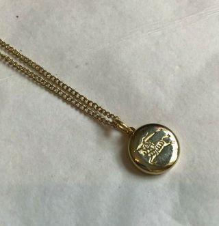 Up - Cycled Vintage Burberry Button Necklace Engravd Gold Curb Chain