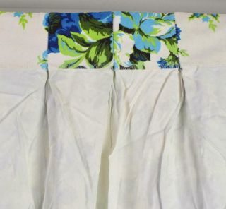 Vintage Set of 4 Floral Curtains Window Drapes French Pleat Blue White 59 