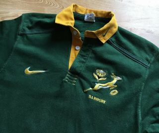 Retro Vintage South African Rugby Union Shirt Jersey M Springboks Green Yellow 2