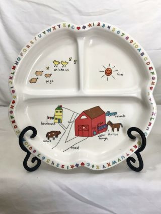 Vintage Child’s Divided Plate Melamine Anacapa Farm Animals
