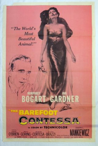 Orig.  1954 Barefoot Contessa Movie Poster - Humphrey Bogart,  Ava Gardner