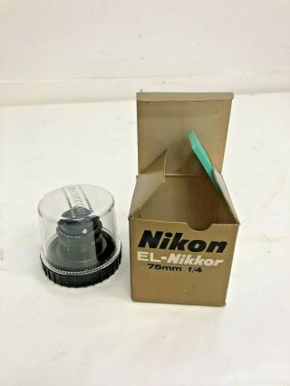 Vintage Nikon Enlarging Lens 75mm El - Nikkor F/4 Box Case Photography