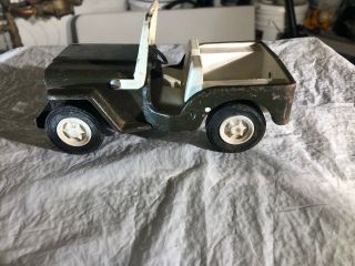 Tonka Vintage Army Jeep Pressed Metal (needs Steering Wheel)