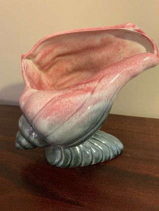 Vintage Art Pottery Ceramic Conch Shell Planter