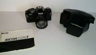 Vintage Ricoh Xr7 Camera And Xr Rikenon 1:2 50mm S Lens In Leather Carrying Case