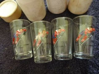 4 X Old Vintage Ice Hockey Glasses Coupe Schaefer Lausanne De Collectable