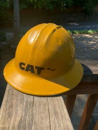 Vintage Cat Aluminum Hard Hat Yellow - Jackson Type Sh 5 With Liner Caterpillar