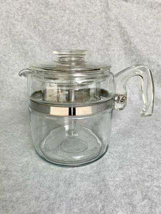 Vintage 6 - Cup Pyrex 7756 Coffee Pot Glass Percolator W/glass Basket Stem