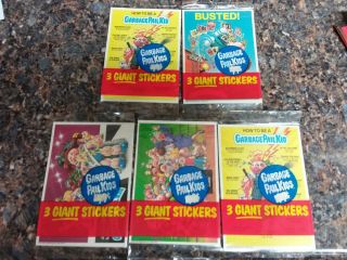 5 Topps Vintage Garbage Pail Kids Giant Stickers 1986 Series 1 In Packages