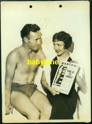 Claudette Colbert Vintage 8x11 Photo Semi Nude Man King Of Jungle Casting 1933
