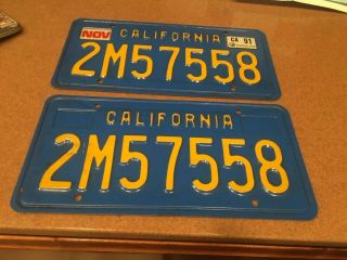 Vintage 1970’s California License Plates Set Truck Car