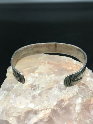 Vintage Native American Silver Hand Stamped Whirling Log Cuff Bracelet (250090) 4