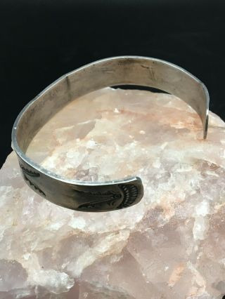Vintage Native American Silver Hand Stamped Whirling Log Cuff Bracelet (250090) 5
