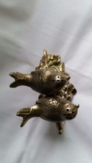 Vintage Silverplated Two Birds On Rose Salt & Pepper Shakers 2