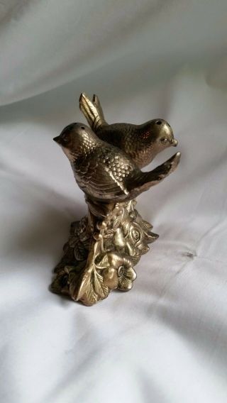 Vintage Silverplated Two Birds On Rose Salt & Pepper Shakers 3