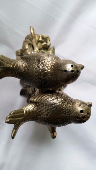 Vintage Silverplated Two Birds On Rose Salt & Pepper Shakers 5