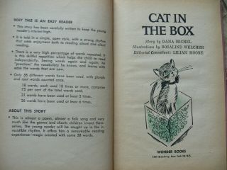 2 Vintage Wonder Easy Reader Books CAT IN THE BOX,  ONE KITTEN IS NOT TOO MANY 4