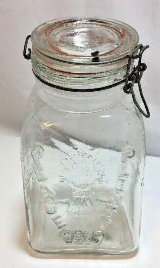 Vintage Glass 2 Quart Canister Apothecary Jar Granny 