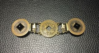 Vintage Oriental Coin Design Sweater Clip Clasp And Button Covers 2