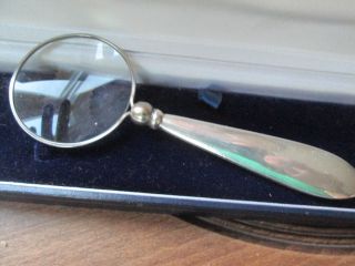 Vintage Silver Magnifying Glass Pocket Size Lion Mark.
