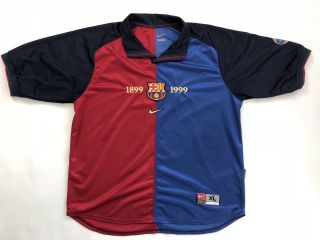Vintage Barcelona Football Shirt 1999 Maglia Calico Camiseta Centenary Rivaldo