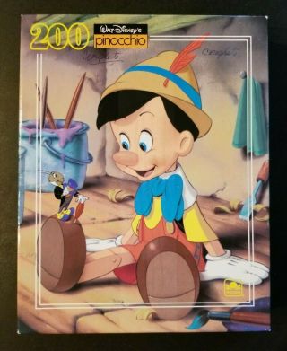 Vintage Pinocchio Disney Puzzle Jiminy Cricket 200 Piece 12 " X 15 " Golden