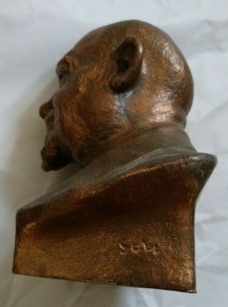 Vintage Bronze Bust of Chaim Weizmann First President of Israel 1949 Signed 5