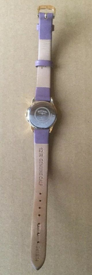 Vintage Rotary Ladies Watch Round Gold Lilac Leather Strap NEEDS BATTERY 3
