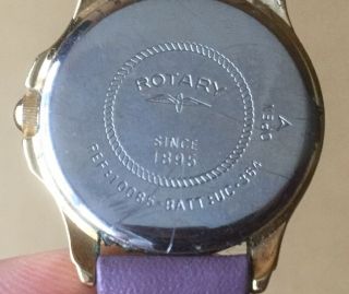 Vintage Rotary Ladies Watch Round Gold Lilac Leather Strap NEEDS BATTERY 4