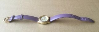 Vintage Rotary Ladies Watch Round Gold Lilac Leather Strap NEEDS BATTERY 5
