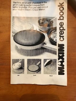 Vintage Electric Crepe Maker by Maxim CM - 5 3