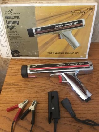 Vintage Sears Craftsman Timing Light 161.  213400 W/ Cables,  & Box