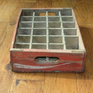Coca - Cola vintage wooden 24 - bottle soda pop crate carrier box w/dividers 4