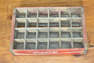 Coca - Cola vintage wooden 24 - bottle soda pop crate carrier box w/dividers 5