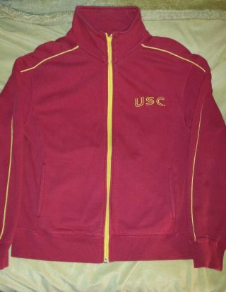 Usc Trojans Vintage Campus Drive Zip Up Medium Red Stretch Jacket