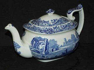 Spode Blue Italian 2 Pint Teapot Vintage Made In England Looks.
