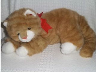 Vintage1995 Ty Al E Kat Ginger Orange Striped Tabby Plush Cat 14 " Red Bow No Tag
